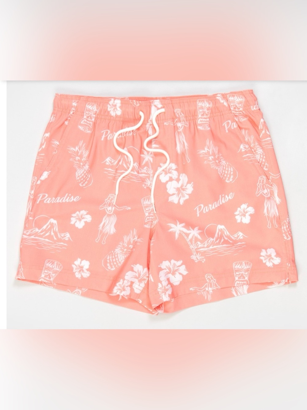 RSQ Men’s Small Swim Surf Shorts Trunks Paradise Coral 5” Inseam EUC Excellent